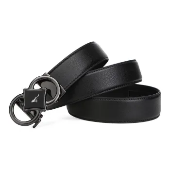 SEPTWOLVES Automatic Buckle Korean Style Youth Business Leather Belts Men's Black Width 3.5CM
