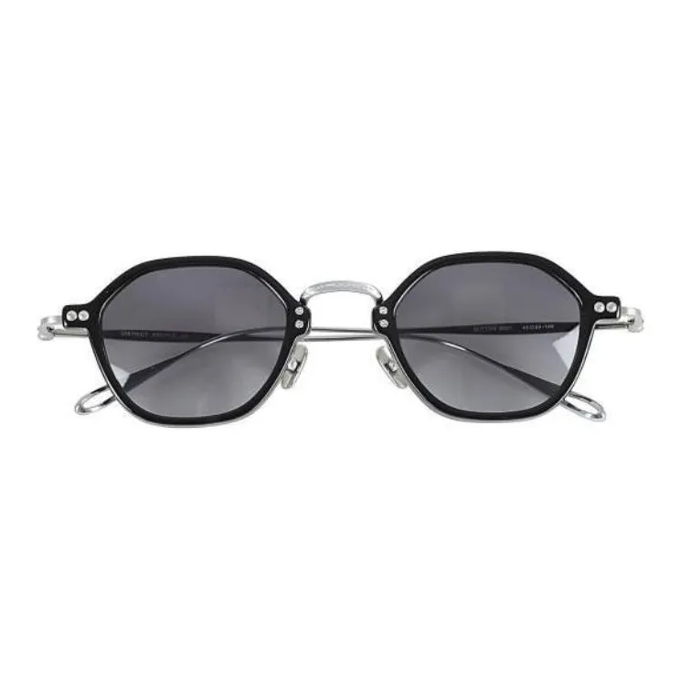 District Vision Acetate Titanium Irregular Shape Sunglasses Unisex Black-1