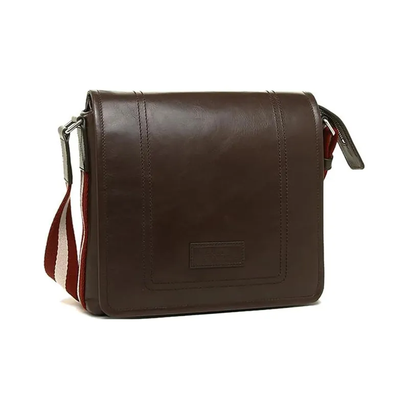 BALLY Leather Messenger Bag, Shoulder Bag, Crossbody Bag Small Size Men's Brown-0