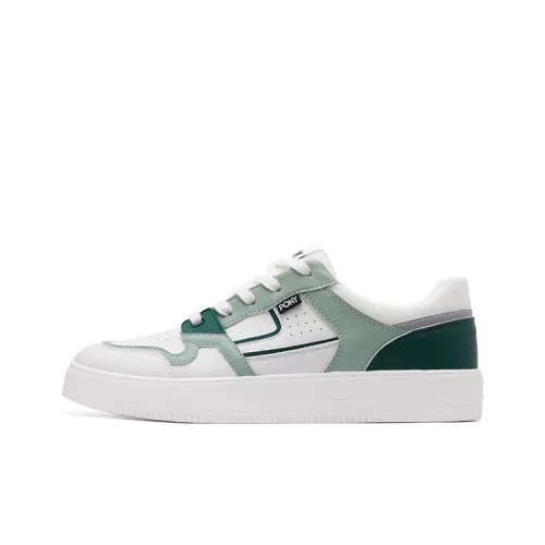 PONY Anti-Slip Wear-Resistant Low-Top Skateboard Shoes Unisex White Green