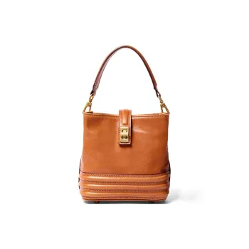 KAISER Top Grain Cow Leather Handbag Shoulder Bag Women's Sunset Yellow/Brown/Black