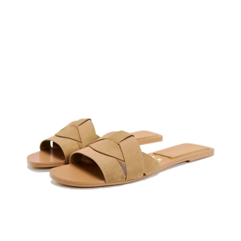 ZARA Abrasion Resistant Slide Slippers Women's Brown-2