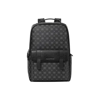 Sharkborough PVC Bonded Cow Leather Laptop Backpack Large Size Men's Black