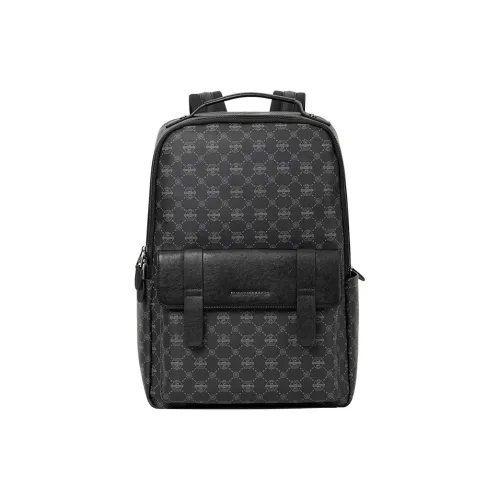 Sharkborough PVC Bonded Cow Leather Laptop Backpack Large Size Men's Black