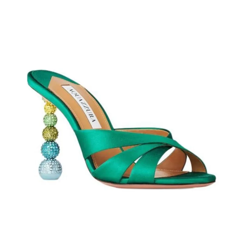 AQUAZZURA Slide Slippers 9.5cm Women's Green-2