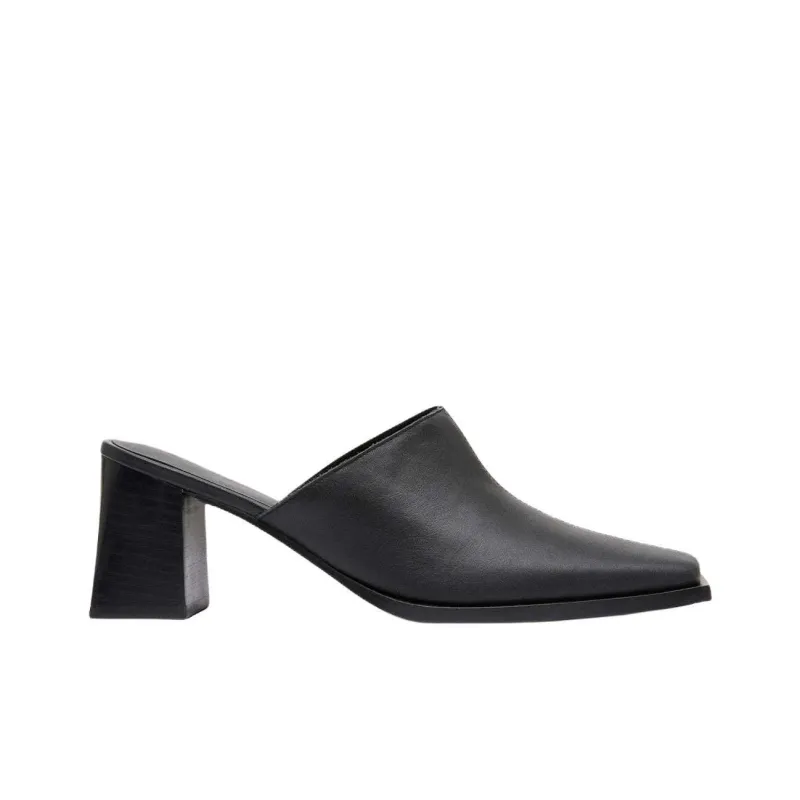 ST. AGNI Closed Toe Slippers 7cm Women's Black-1