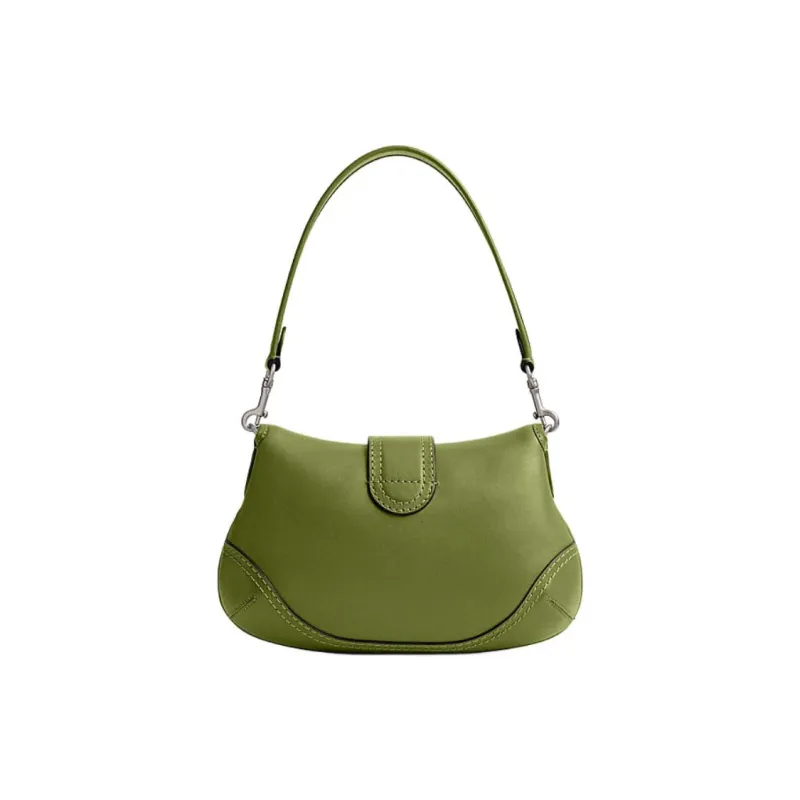 COACH Soho Cow Leather Hobo Bag, One Shoulder Handbag Medium Size Women's Dark Lime-2