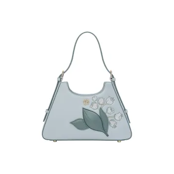 Ancient Yi Xi Cow Leather Cheongsam Shoulder Bag Women's Misty Blue
