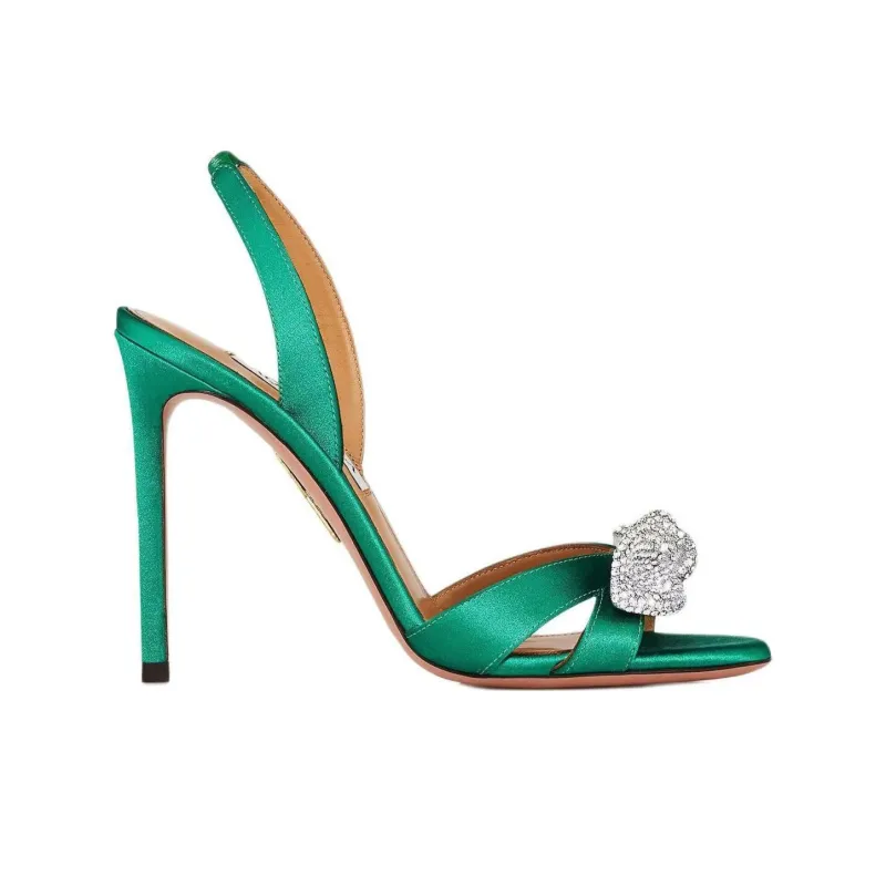 AQUAZZURA Very Bow Tie Strap Sandals 10.5cm Women's Green-1