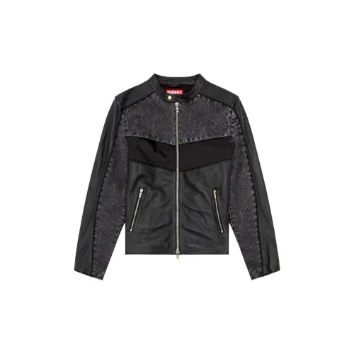 DIESEL Leather Jackets Men Black