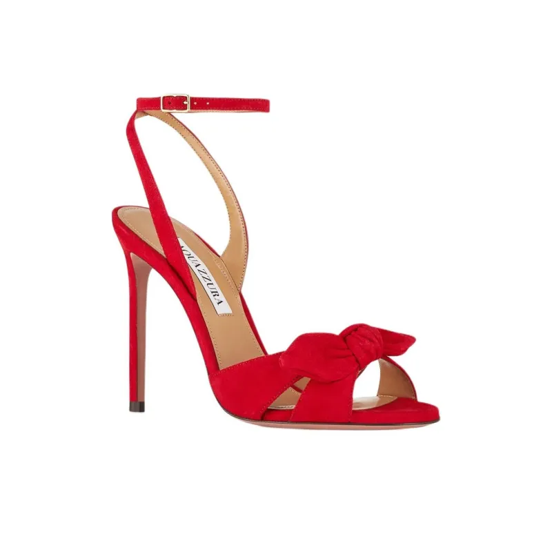 AQUAZZURA Very Bow Tie Strap Sandals 10.5cm Women's Red-2
