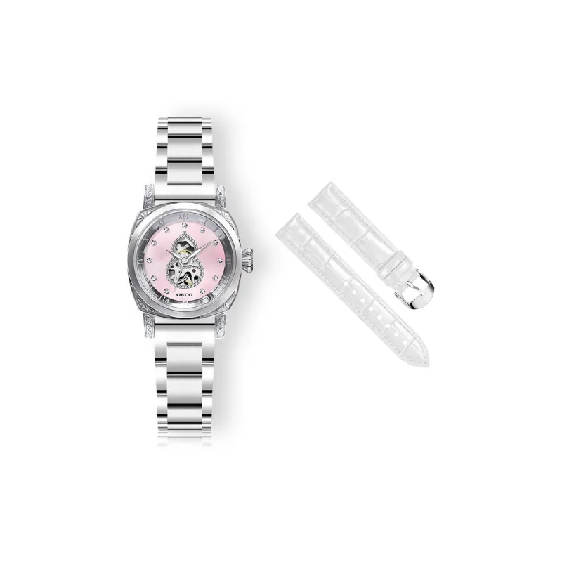 ORCO Automatic Mechanical Movement Watch Women's Watch White Dial-4