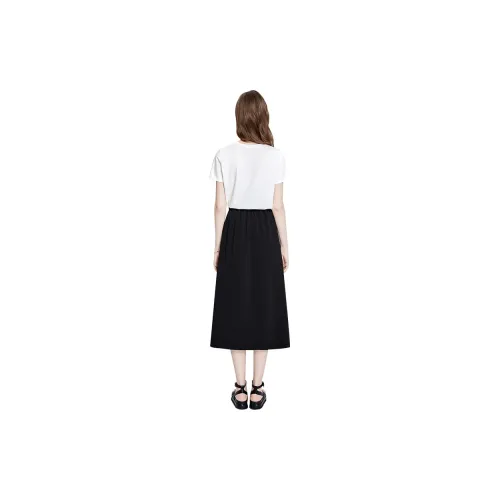 TOUCH Skirt Set Women's White Top And Black Bottom