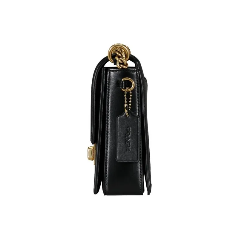 COACH Hutton Cow Leather Envelope Bag Shoulder Bags Small Size Women's Black-2