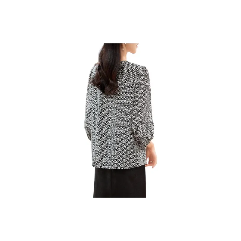 Yi Mengyuan Silk Shirt Women's Black White Heather-1