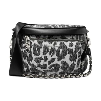MICHAEL KORS Slater Canvas Crossbody Bag, Shoulder Bag Medium Size Women's Black & White