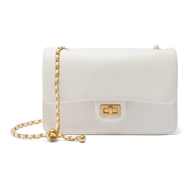 BELLE Premium Texture Crossbody Bag Medium Size Women's Black/Beige-4