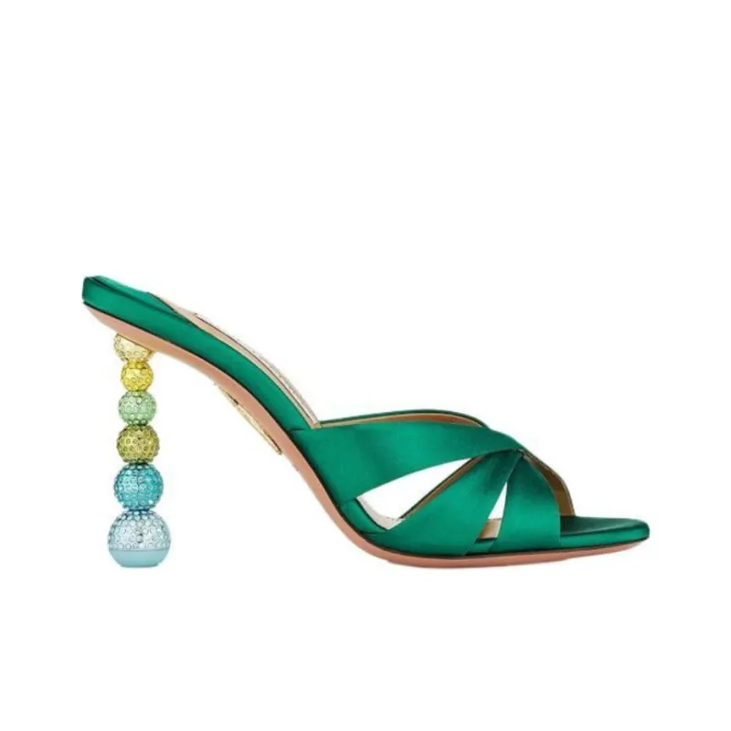 AQUAZZURA Slide Slippers 9.5cm Women's Green-1
