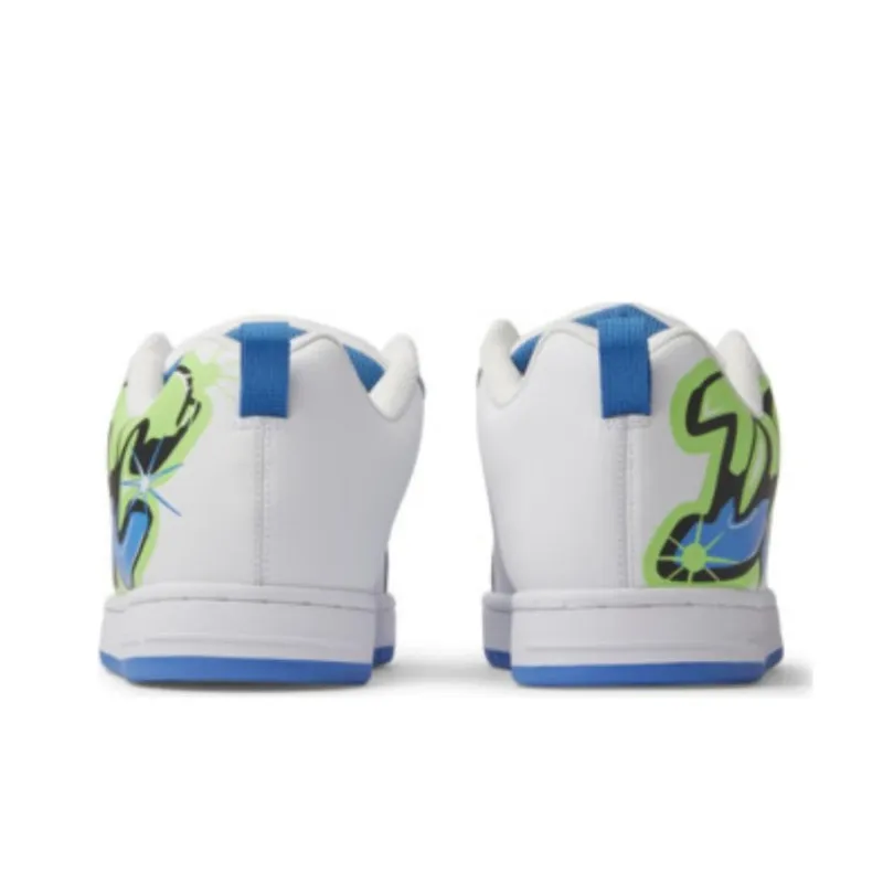 DC Shoes Court Graffik Lightweight Low Top Skateboard Shoes Men's White-3