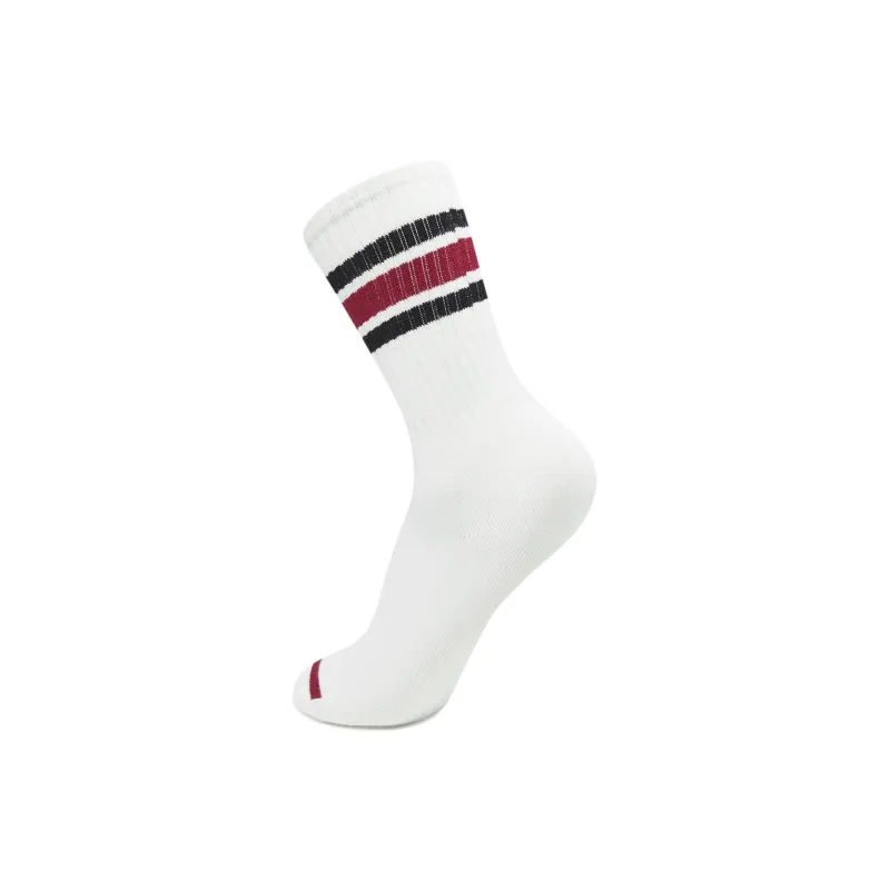 LiNing Sports Life Collection Mid Calf Socks Unisex 1 Pack Basic White Raspberry Red-2
