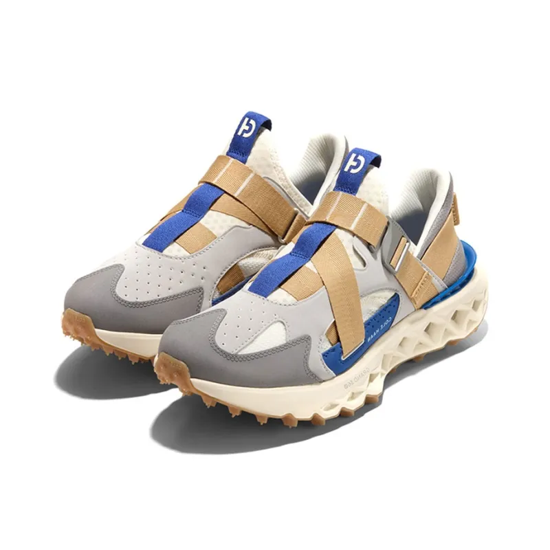 COLE HAAN Cushioned Wear Resistant Breathable Height Increasing Low Top Chunky Sneakers Men's Greige-1