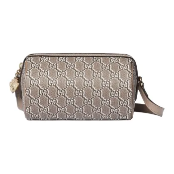 GUCCI Printed Leather Crossbody Bag Shoulder Bag Women's Taupe
