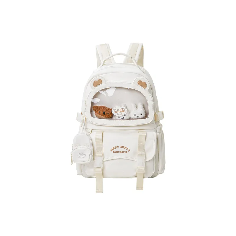 Miffy Fabric Backpack Large Size Women's Ecru/Pink Yellow-1