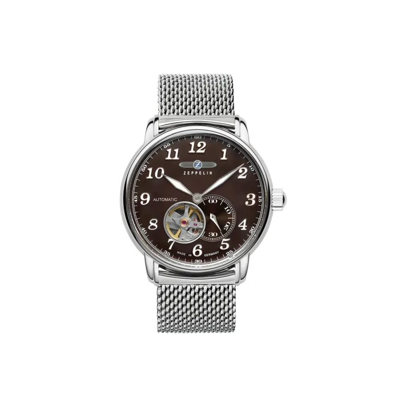ZEPPELIN Piaget Collection Automatic Mechanical Movement Men's Watches Watch 40 Coffee Watch Dial Steel Strap-0