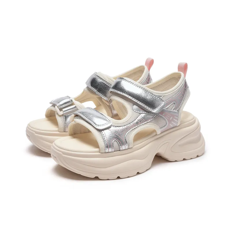 Hotwind Strap Sandals 6cm Women's Silver-2