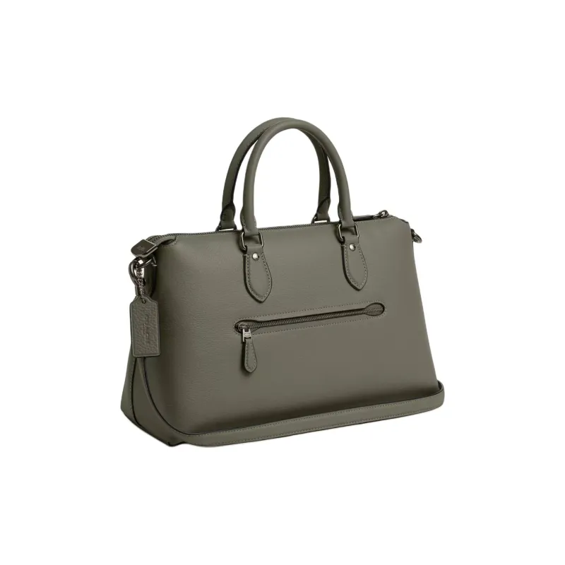 COACH Leather Shoulder Bag Crossbody Bag Handbag Large Size Women's Army Green-1