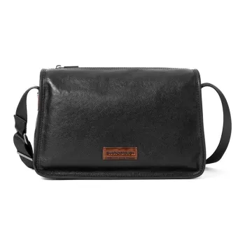 Sharkborough Cow Leather Shoulder Bag, Messenger Bag Men's Black