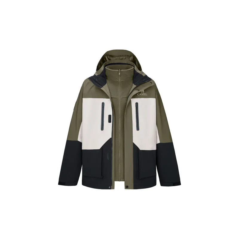 QIE Outdoor Multicolor Water Resistant Windproof Wear Resistant 3 in 1 Fleece Lining Windbreaker Jacket Unisex-11