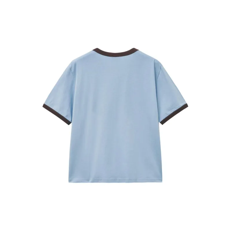 Marithe Francois Girbaud Drop Shoulder Sleeve T Shirt Women's Sky Blue-1