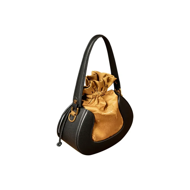 Liang Jin Ji Cow Leather Shoulder Bag Women's Gold-2