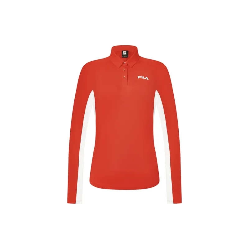 FILA Polo Shirts Women's National Flag Red Logo Standard Color-2