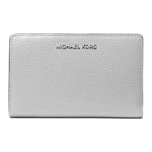 MICHAEL KORS Grained Leather Wallet Medium Size Women's Aluminum Gray