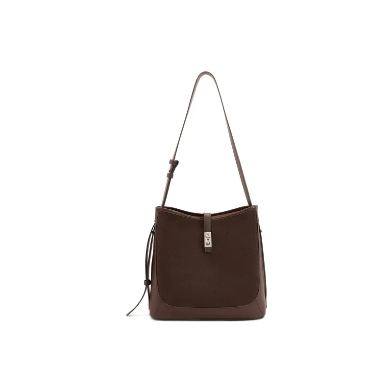 BELLE Premium Texture Shoulder Bag Medium Size Women's Solid Color Plain-10