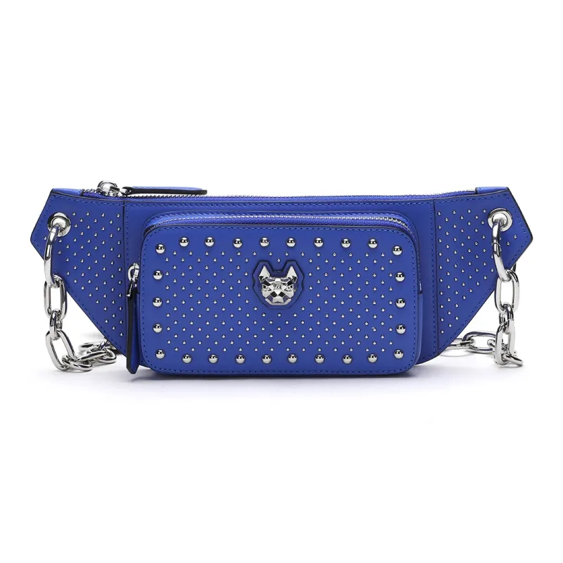 Miguel Vieira Cow Leather Crossbody Bag Small Size Women's Blue/Red/White-0