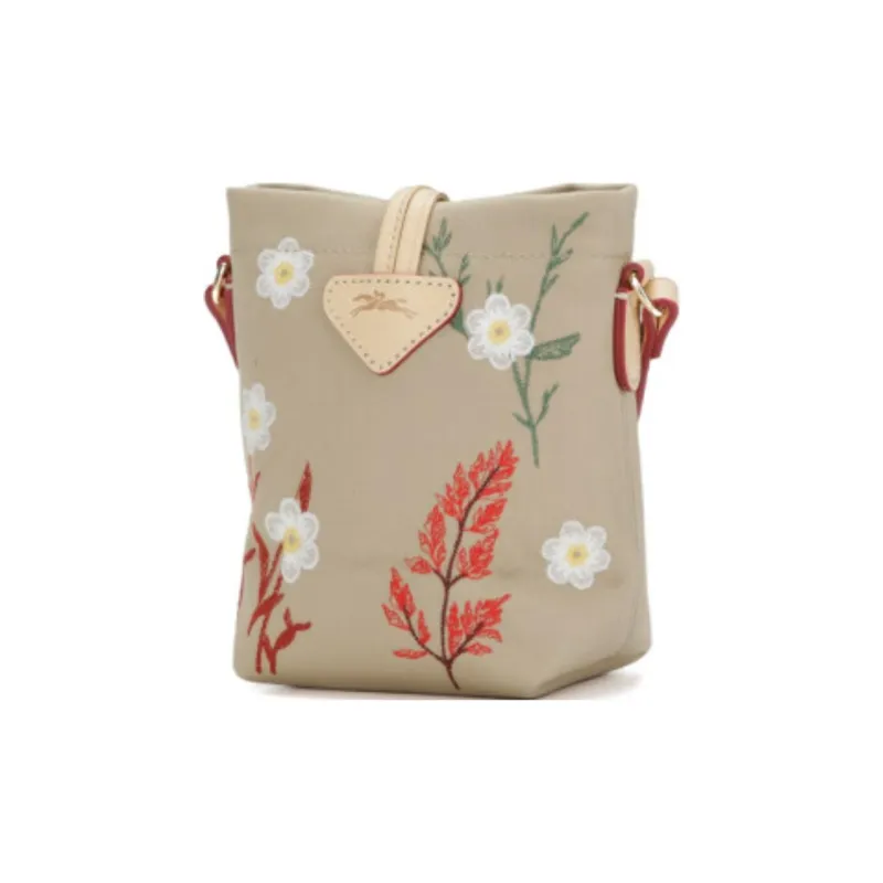 LONGCHAMP Fabric Bucket Bags Shoulder Bag Crossbody Bag Mini Women's Khaki-2