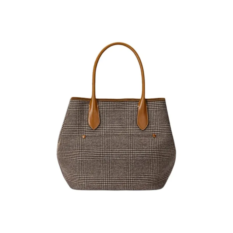 Polo Ralph Lauren Bellport Fabric Tote Bag Shopping Bag Shoulder Bag Crossbody Bag Handbag Medium Size Women's Brown-2