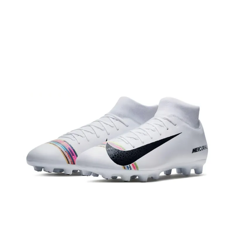 Nike Mercurial Superfly 6 HG Rubber Short Studs Anti-Slip Wear-Resistant Soccer Shoes Men's White-1