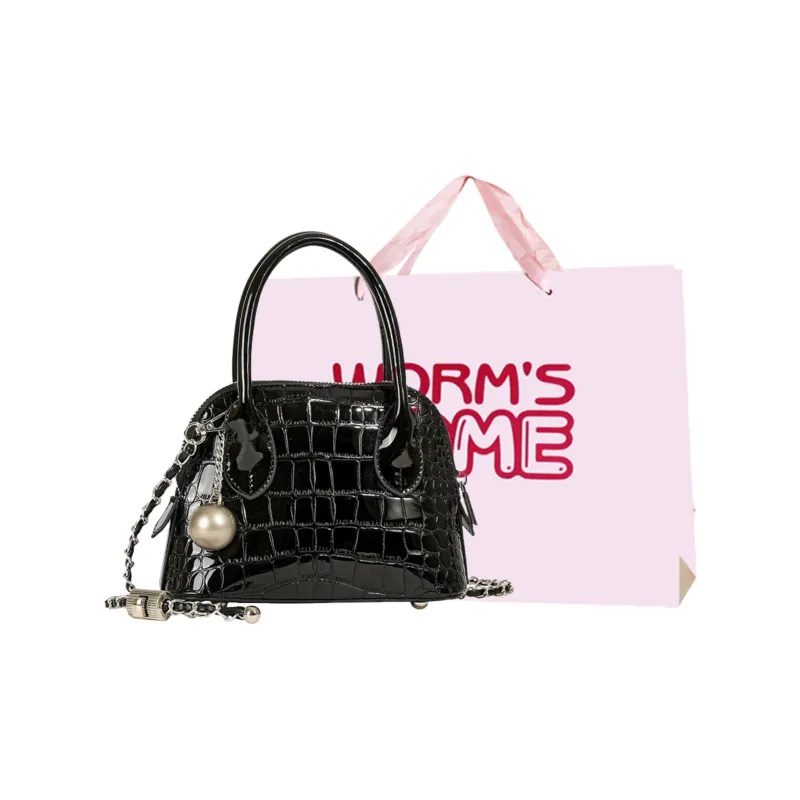 Worm's Home PU Shoulder Bag, Crossbody Bag, Handbag Women's Silver/Black/Pink-6