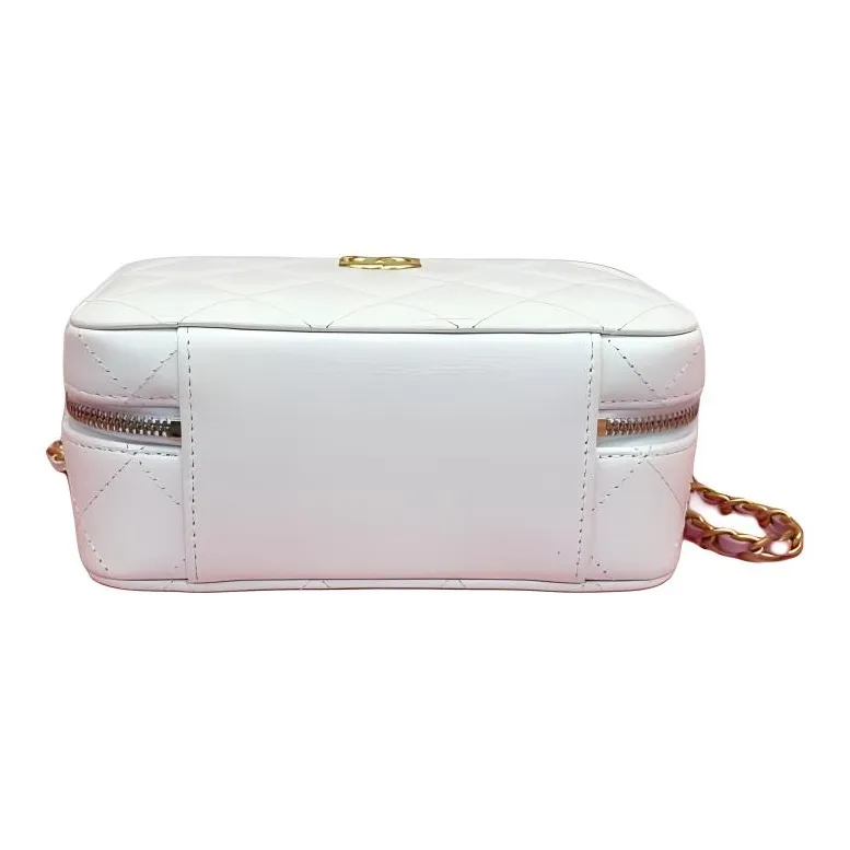CHANEL Cow Leather Camera Bag, Chain Bag, One Shoulder Handbag, Crossbody Bag Women's White-3