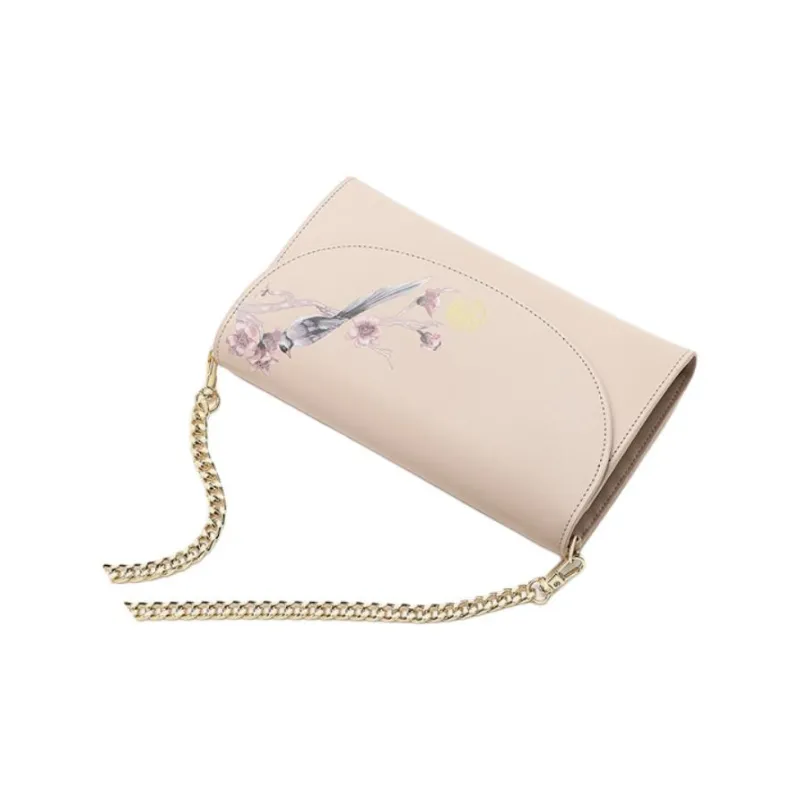 Ancient Yi Xi Cow Leather Cheongsam Shoulder Bag, Crossbody Bag Women's Light Cherry Blossom Pink-4