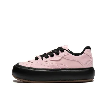 LiNing Puff Platform Cushioning Wear Resistant Low Top Skateboard Shoes Women's Sweet Apricot Pink