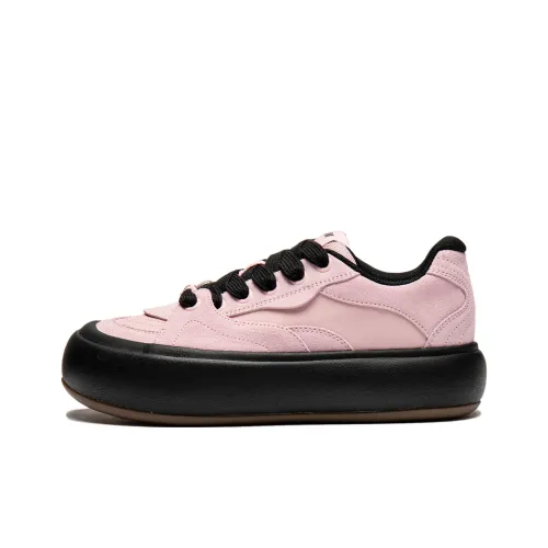 LiNing Puff Platform Skateboard Shoes Women's Low-Top Black/Pink