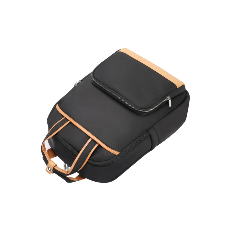 BOPAI Cow Leather Backpacks Backpack Laptop Bags Regular Unisex Black/Pink-4