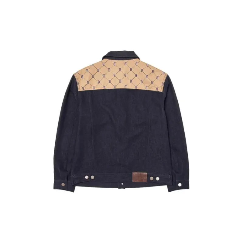 MLB Denim Mixed Jacquard Dia Monogram Boston Red Sox Denim Jackets Coats Unisex Marine Blue-1