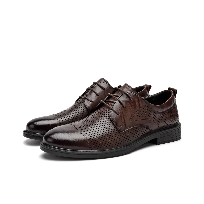 HLA Dress Shoes Men Low Top Black-56