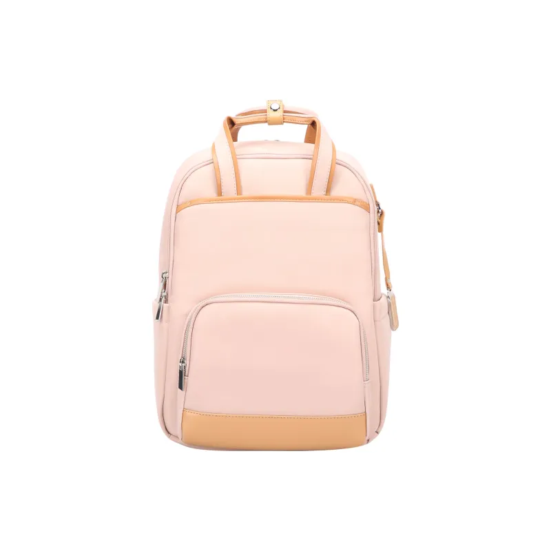 BOPAI Cow Leather Backpacks Backpack Laptop Bags Regular Unisex Black/Pink-7